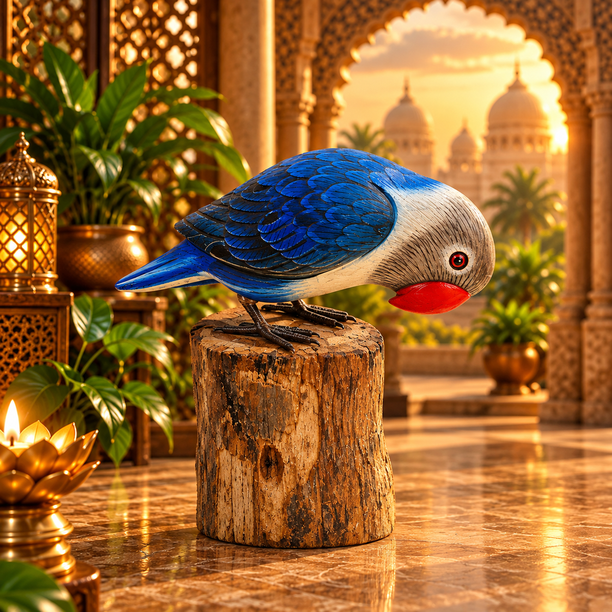 Figura Decorativa de Pájaro de Madera