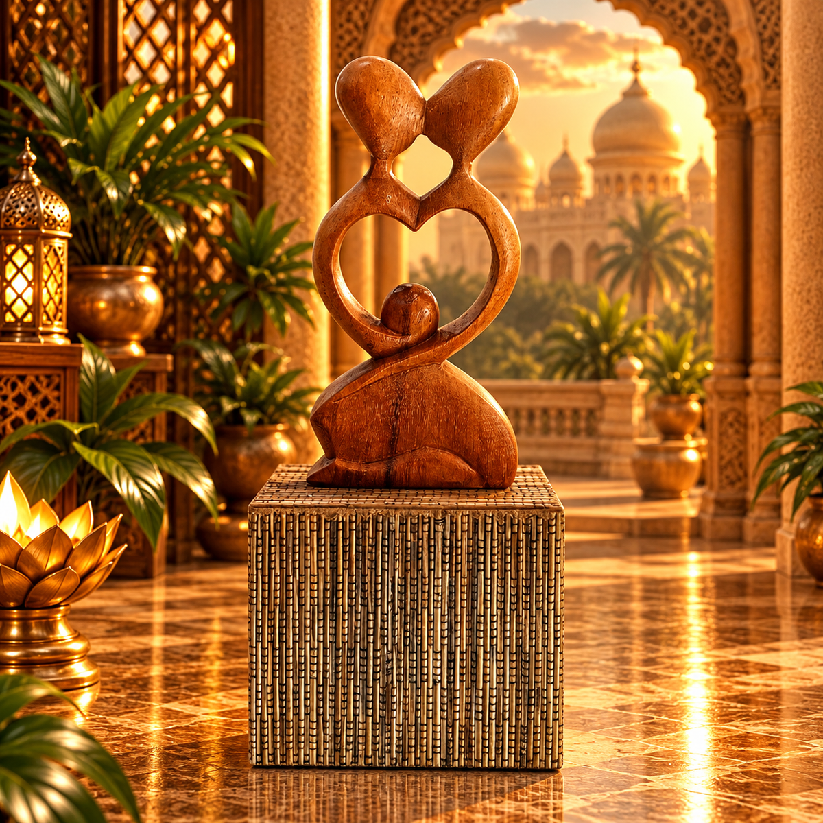 Escultura familia madera