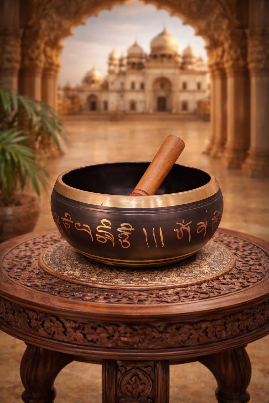 Cuenco de bronce pintado