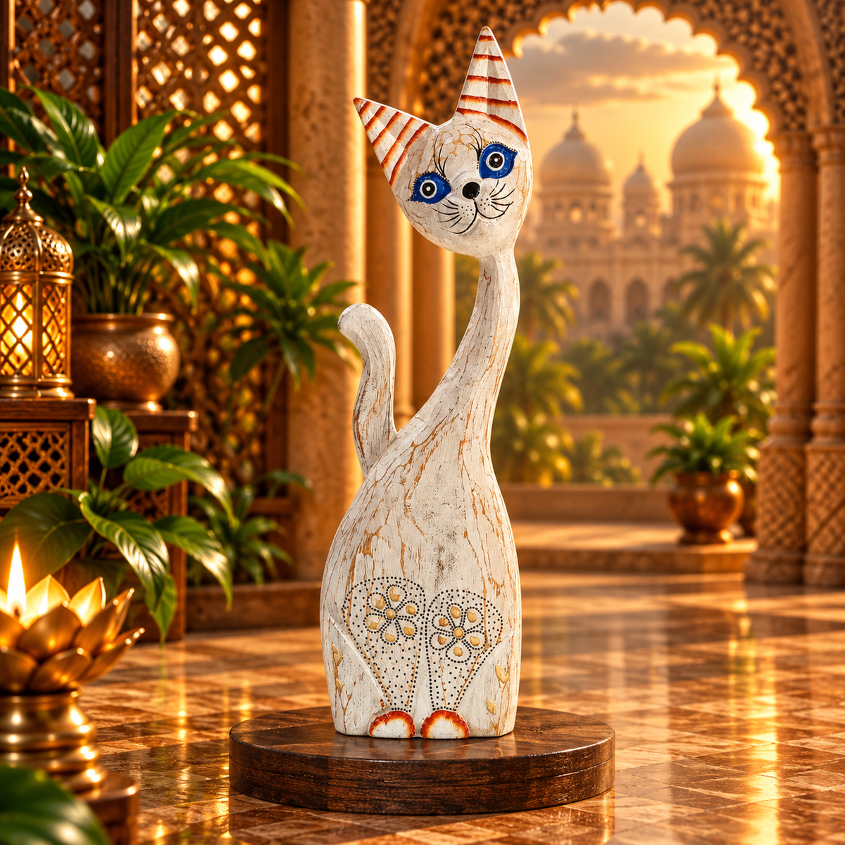 Gato Blanco de Madera